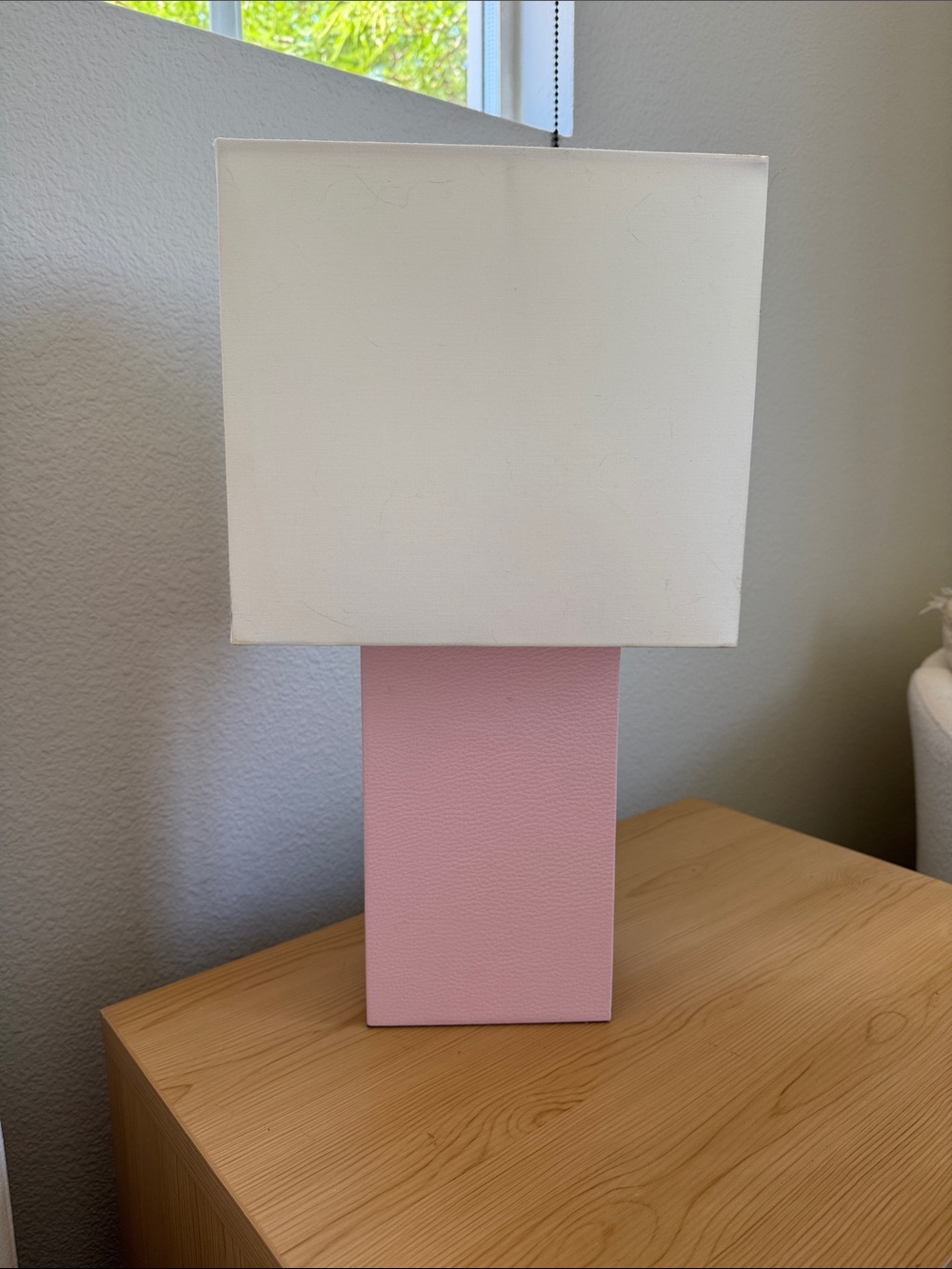 Modern Pink Column Table Lamp with White Square Shade - Home Accents Decor